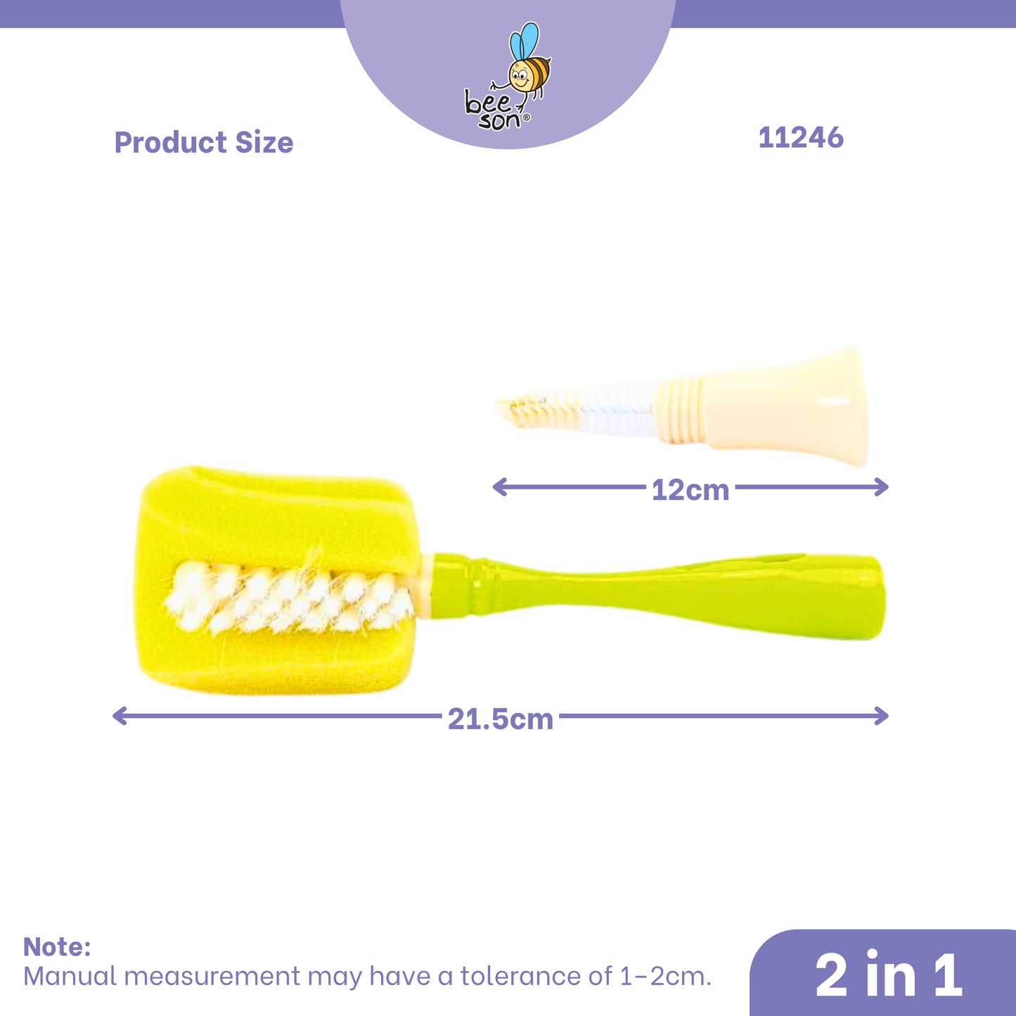 Beeson 2in1 Baby Bottle & Teats Cleaning Sponge Brush 11246