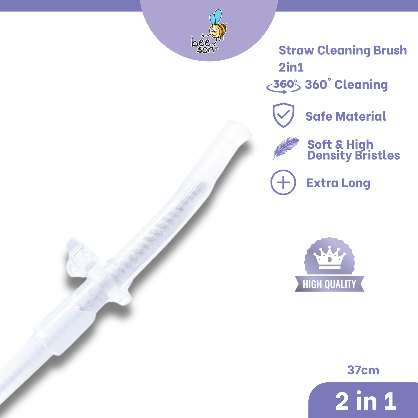 Beeson 2in1 37cm Stainless Steel Straw Cleaning Brush 11253