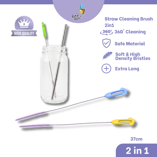 Beeson 2in1 37cm Stainless Steel Straw Cleaning Brush 11253