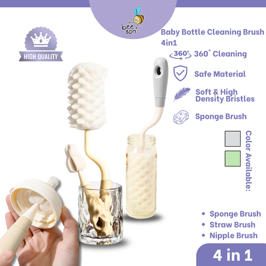 Beeson 4in1 Baby 360° Bottle & Teats Cleaning Sponge Brush 11254