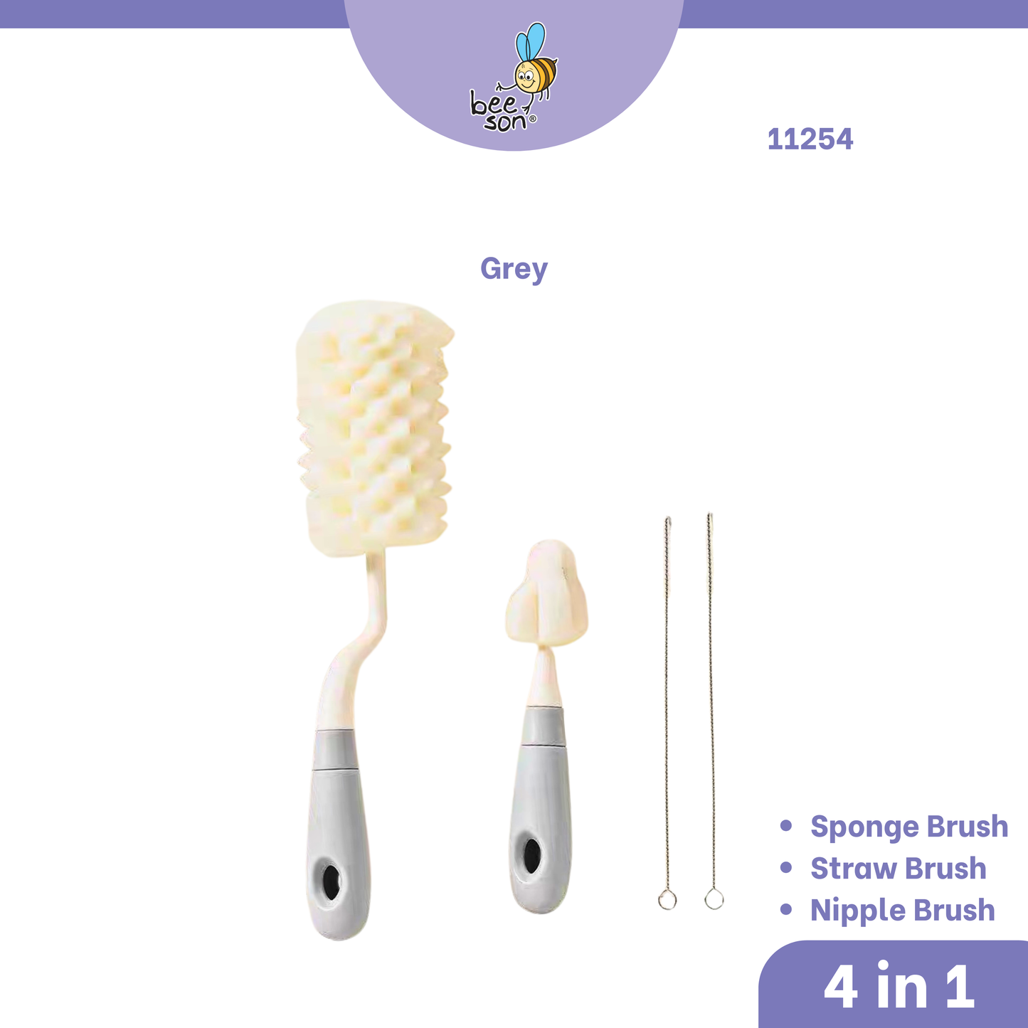 Beeson 4in1 Baby 360° Bottle & Teats Cleaning Sponge Brush 11254