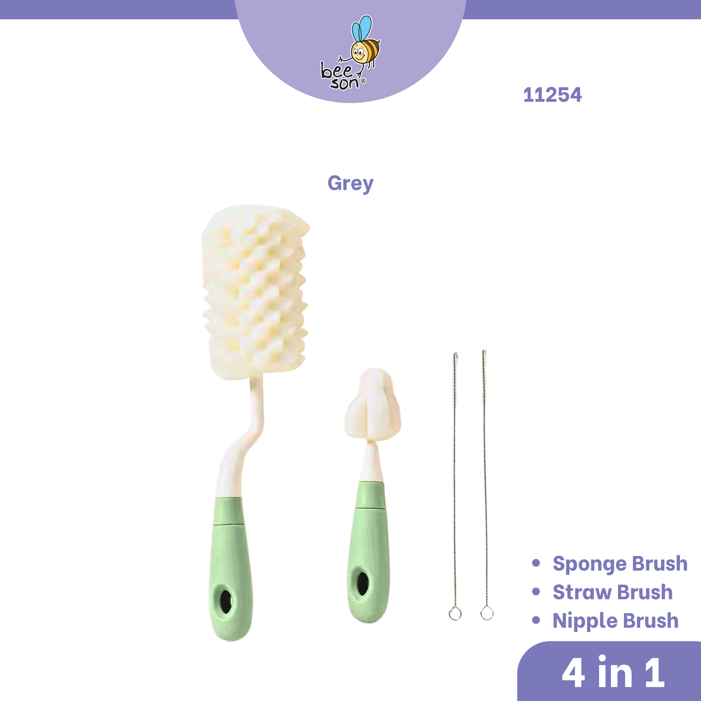 Beeson 4in1 Baby 360° Bottle & Teats Cleaning Sponge Brush 11254