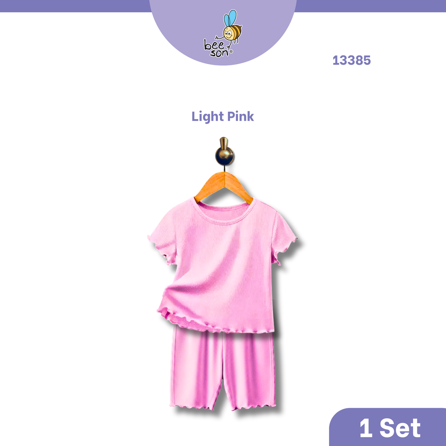 Beeson Baby Girl 0-18 months 100% Cotton Plain Suit Short Sleeve / 3/4 Pant / Long Pant | 13385 | 13386