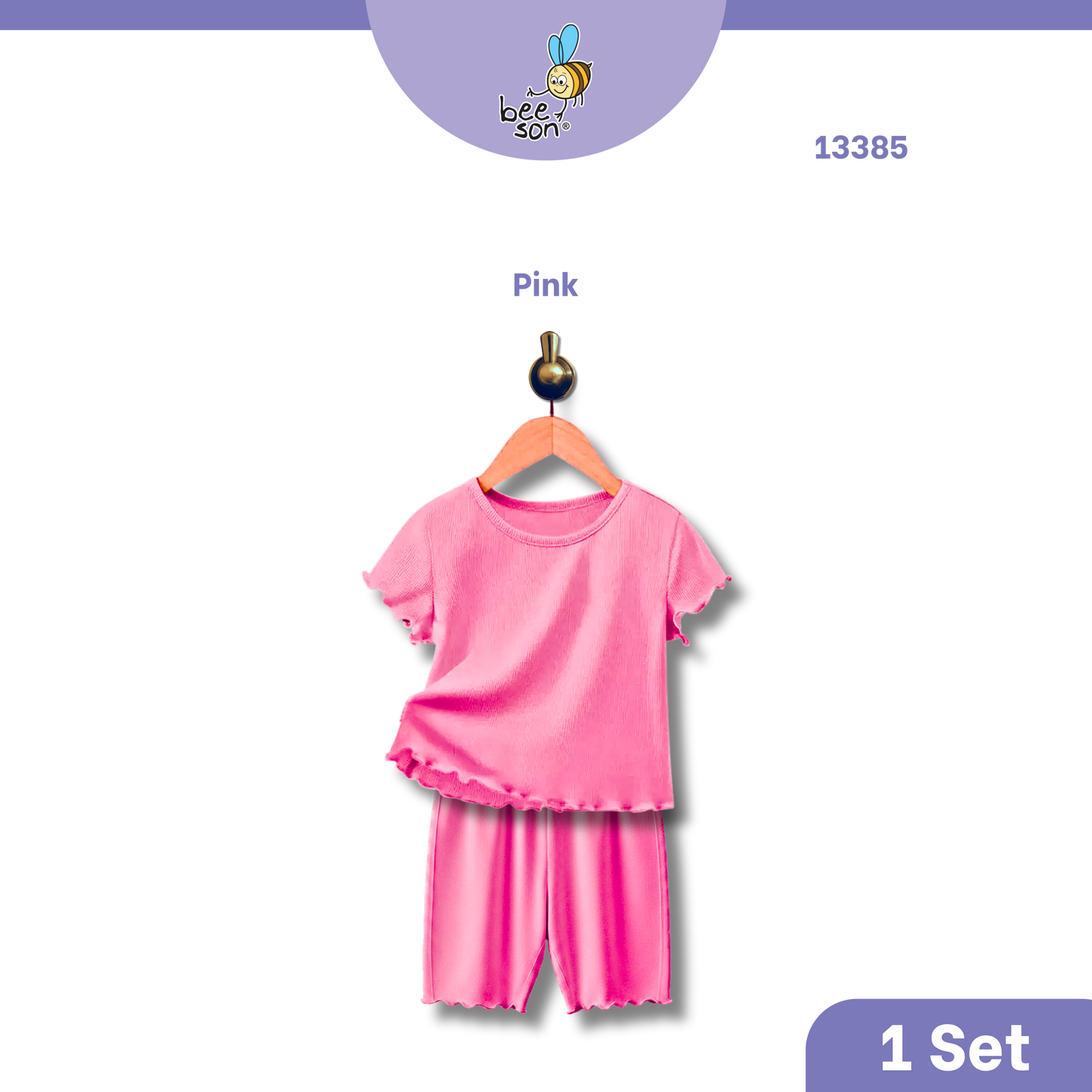 Beeson Baby Girl 0-18 months 100% Cotton Plain Suit Short Sleeve / 3/4 Pant / Long Pant | 13385 | 13386