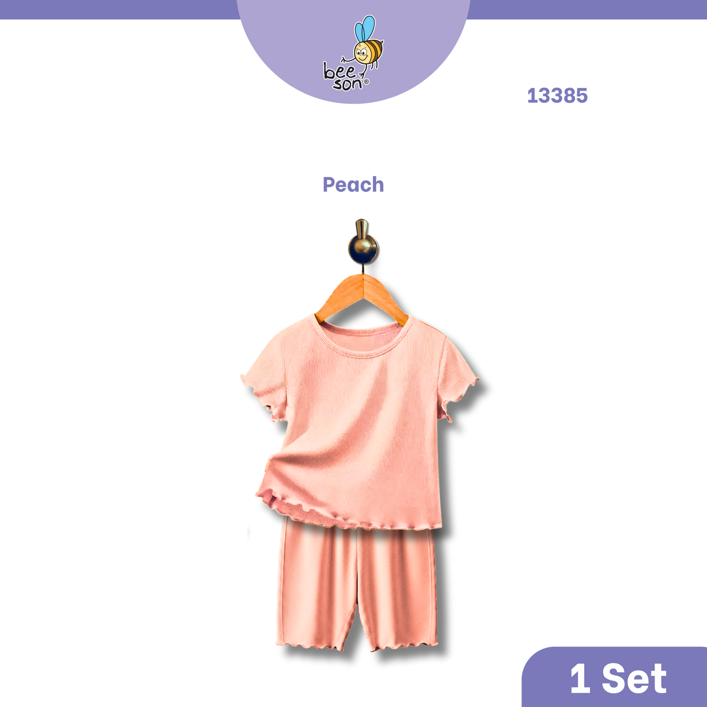 Beeson Baby Girl 0-18 months 100% Cotton Plain Suit Short Sleeve / 3/4 Pant / Long Pant | 13385 | 13386