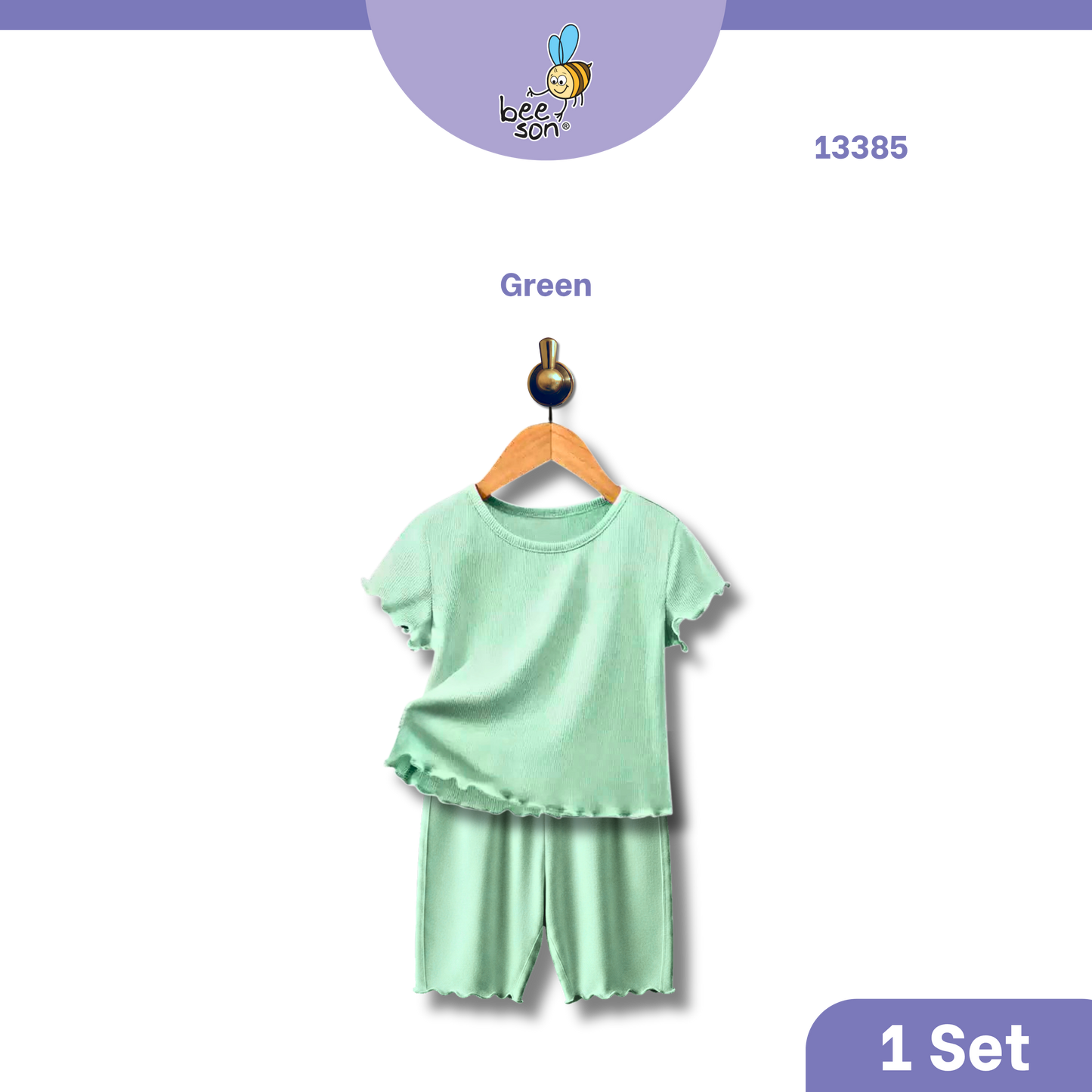 Beeson Baby Girl 0-18 months 100% Cotton Plain Suit Short Sleeve / 3/4 Pant / Long Pant | 13385 | 13386
