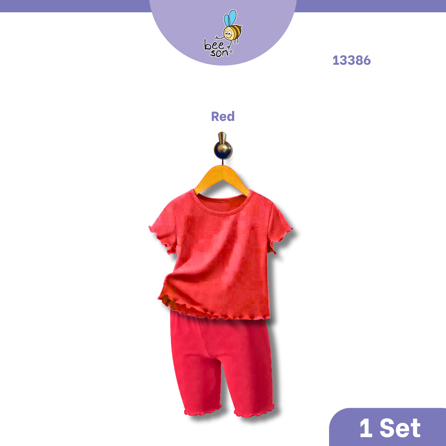 Beeson Baby Girl 0-18 months 100% Cotton Plain Suit Short Sleeve / 3/4 Pant / Long Pant | 13385 | 13386