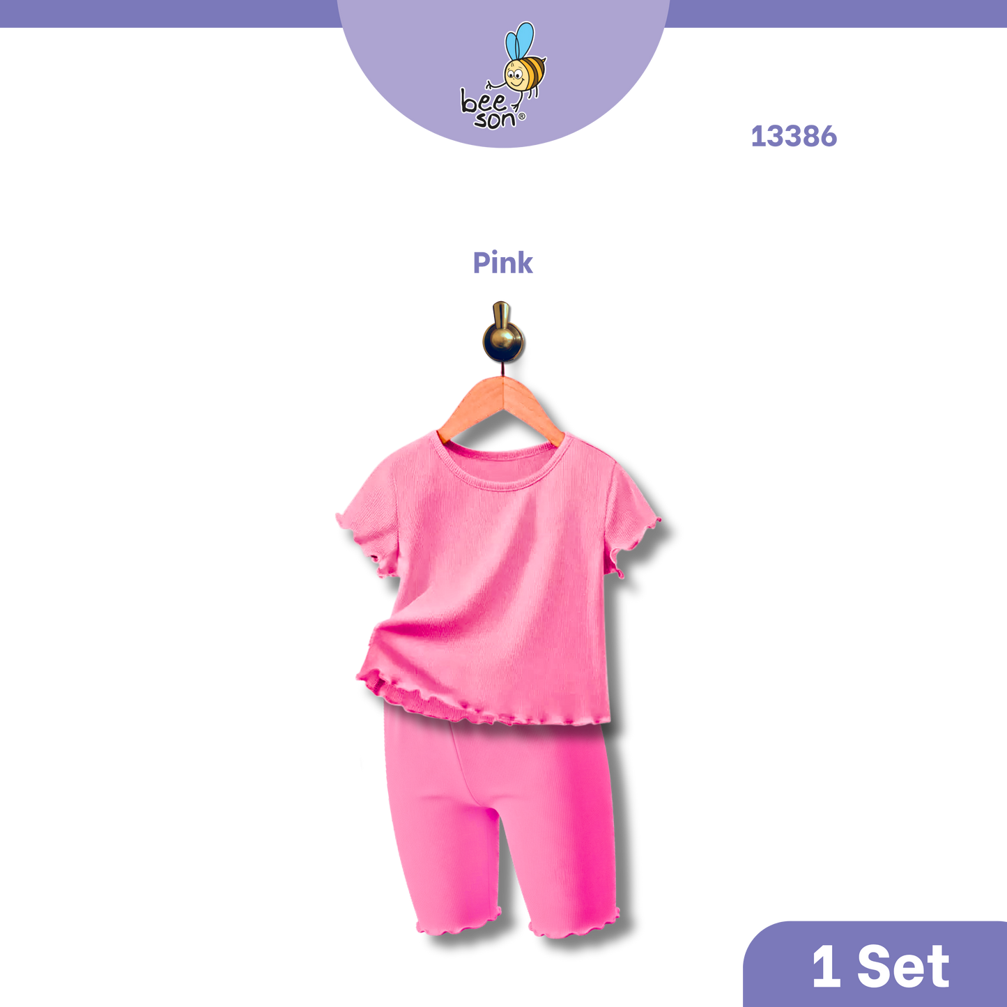 Beeson Baby Girl 0-18 months 100% Cotton Plain Suit Short Sleeve / 3/4 Pant / Long Pant | 13385 | 13386