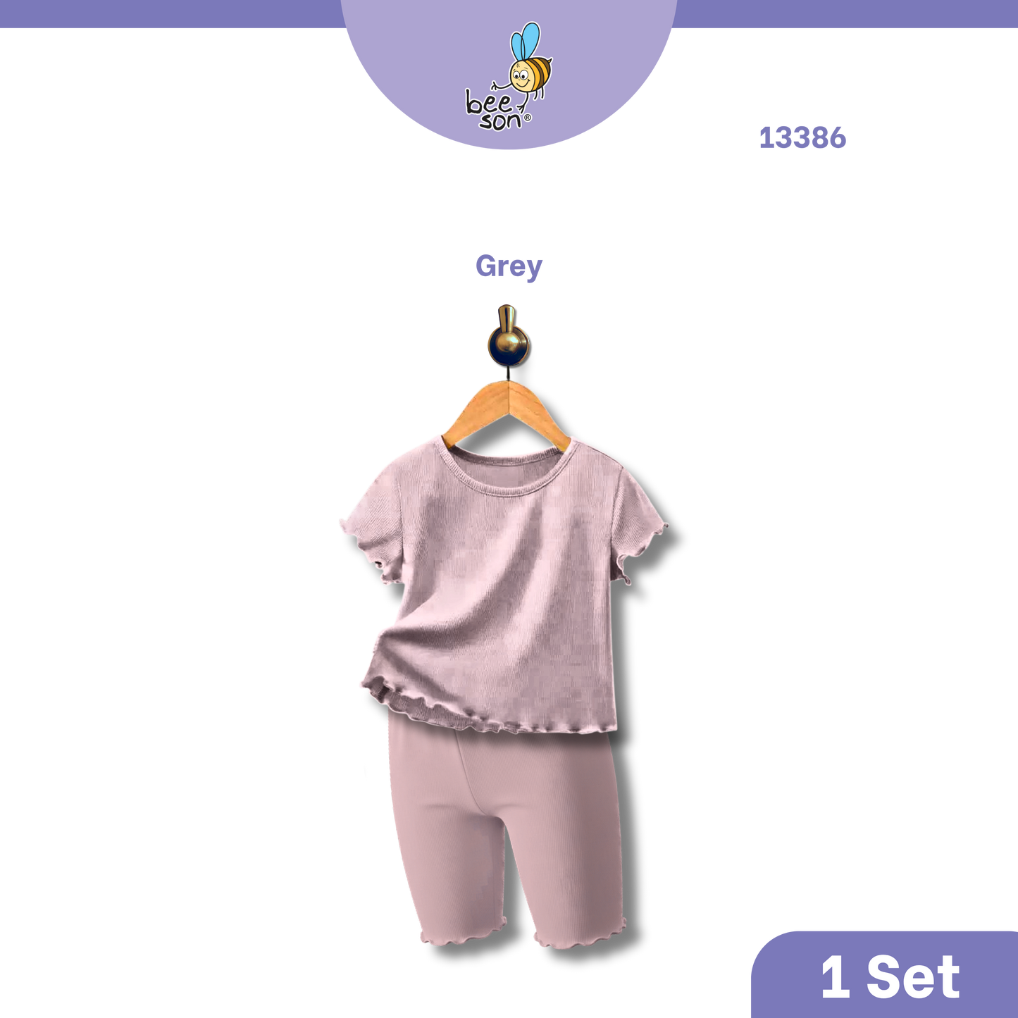 Beeson Baby Girl 0-18 months 100% Cotton Plain Suit Short Sleeve / 3/4 Pant / Long Pant | 13385 | 13386