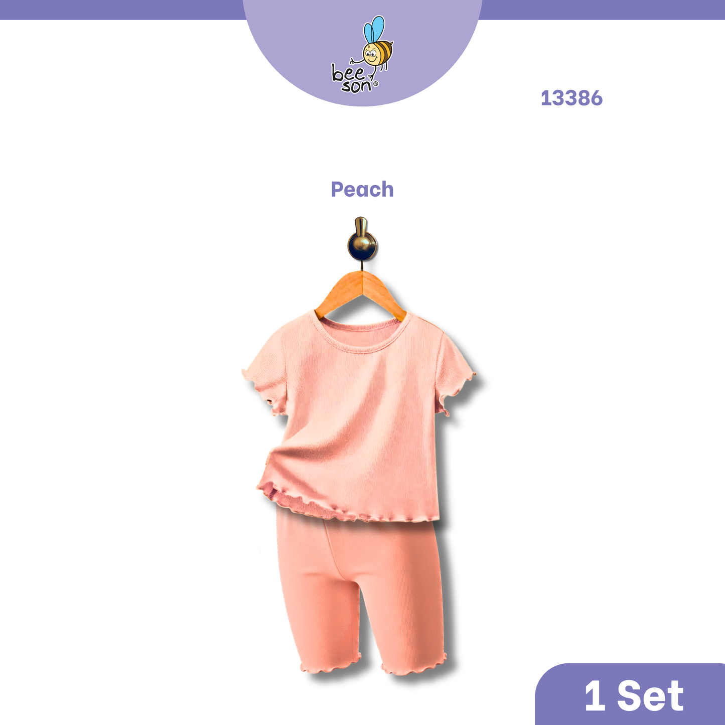 Beeson Baby Girl 0-18 months 100% Cotton Plain Suit Short Sleeve / 3/4 Pant / Long Pant | 13385 | 13386