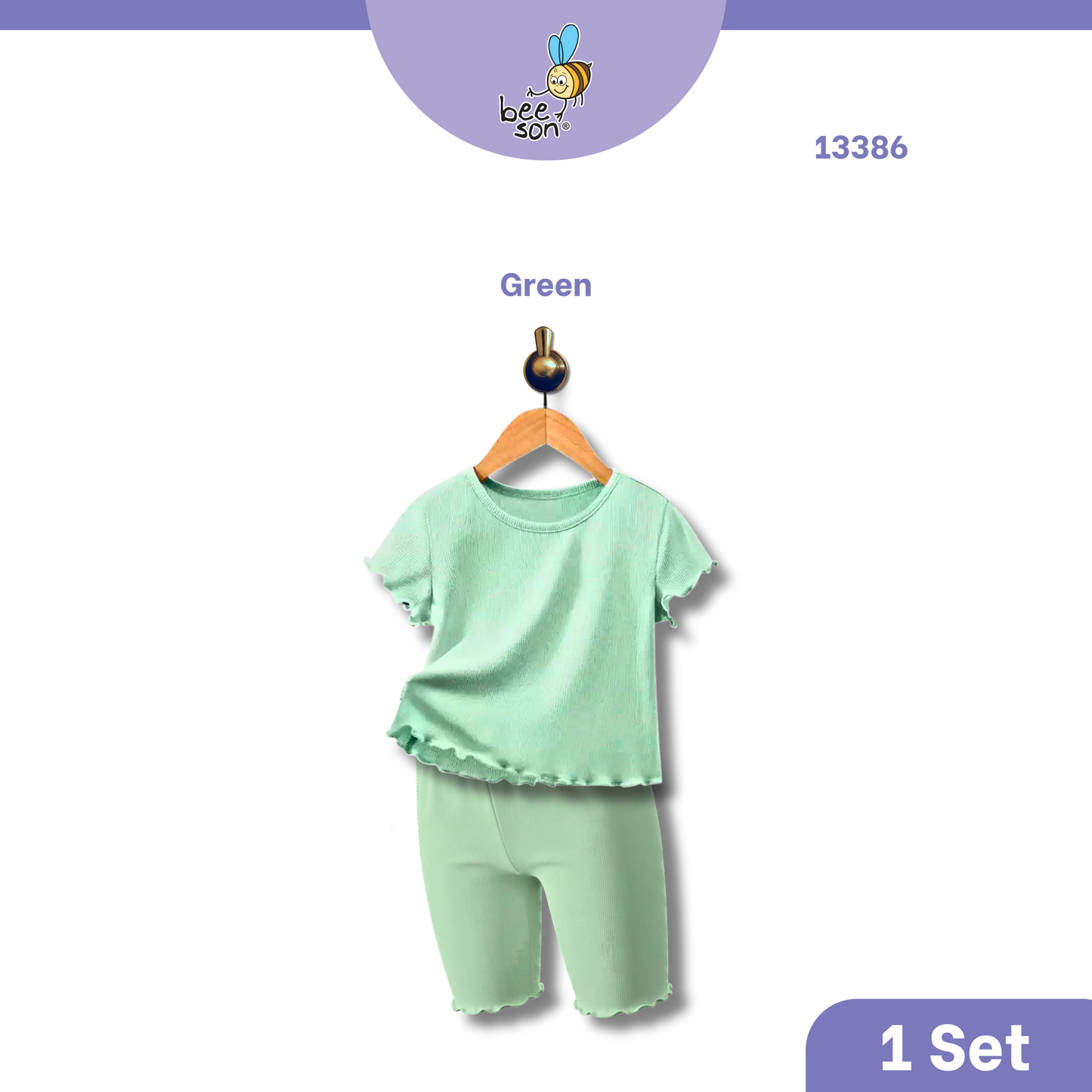 Beeson Baby Girl 0-18 months 100% Cotton Plain Suit Short Sleeve / 3/4 Pant / Long Pant | 13385 | 13386