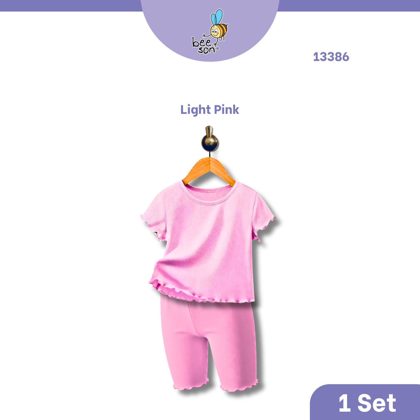 Beeson Baby Girl 0-18 months 100% Cotton Plain Suit Short Sleeve / 3/4 Pant / Long Pant | 13385 | 13386