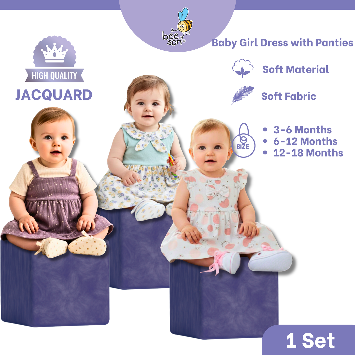 Beeson Newborn - 18months Baby Girl Knit Jacquard Dress With Panty 18236 | 18237 | 18238