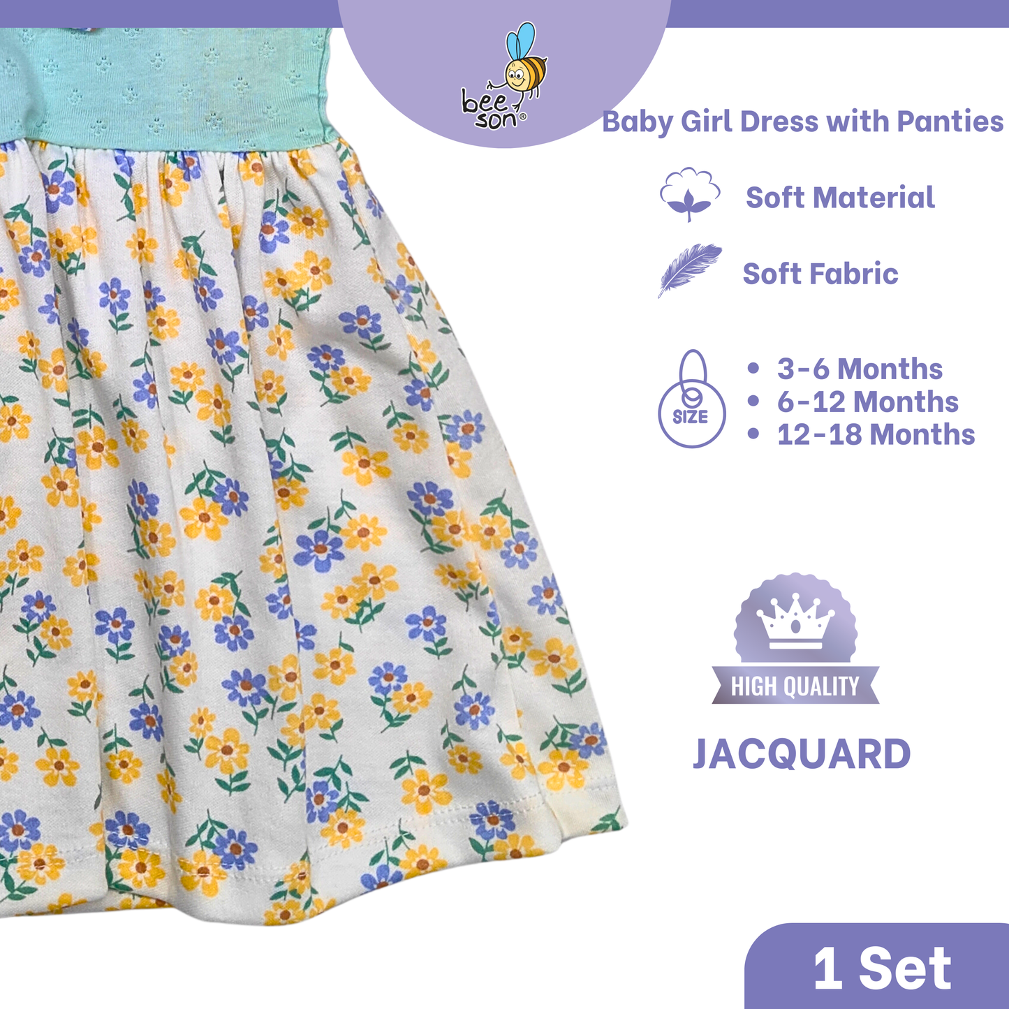 Beeson Newborn - 18months Baby Girl Knit Jacquard Dress With Panty 18236 | 18237 | 18238
