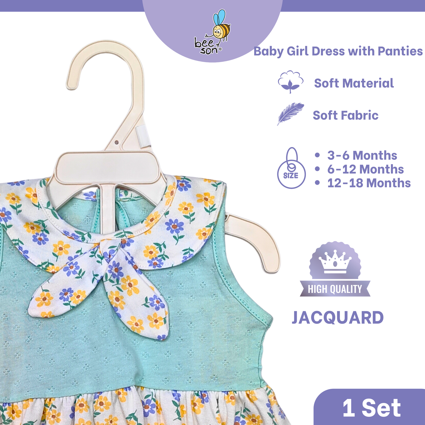 Beeson Newborn - 18months Baby Girl Knit Jacquard Dress With Panty 18236 | 18237 | 18238