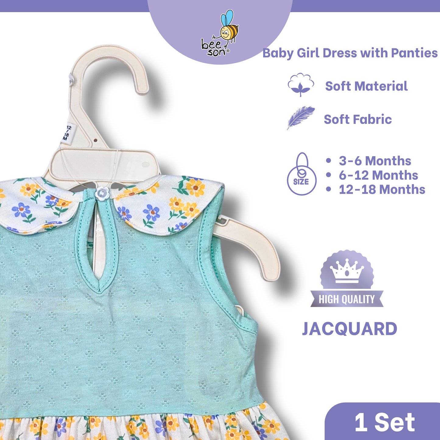 Beeson Newborn - 18months Baby Girl Knit Jacquard Dress With Panty 18236 | 18237 | 18238