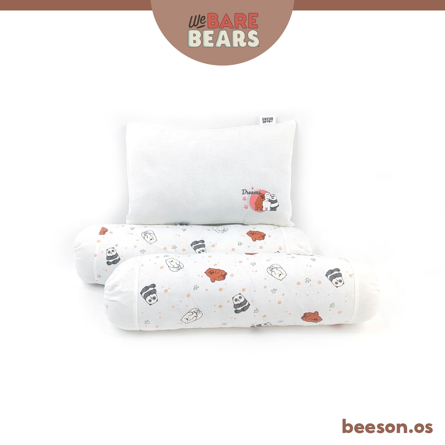 We Bare Bear 3in1 Baby Bedding Set With Pillow & Bolsters 30091 30093