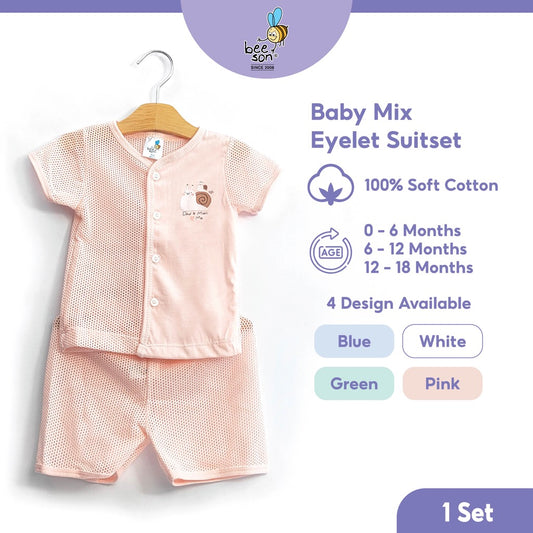 Beeson Newborn Baby Boy / Girl Mixed Eyelet Short Sleeve with Short Pants Suit Set 13191