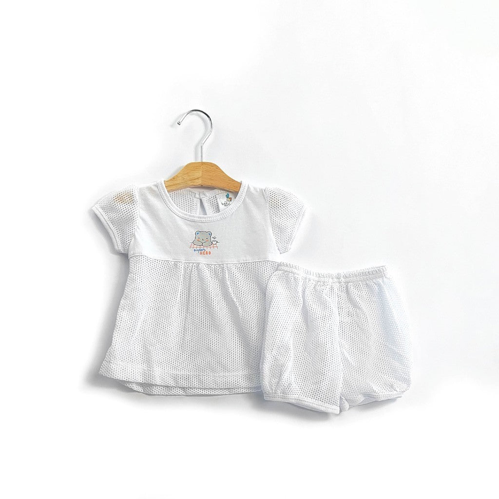 Beeson Newborn Baby Girl Mixed Eyelet Knit Dress With Short Pants 13195 13195 White 0 6 Months