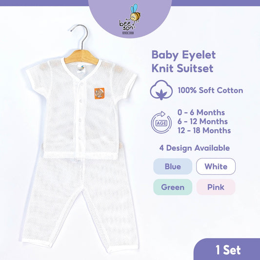 Beeson Newborn Baby Boy / Girl Eyelet Short Sleeve with Long Pants Suit Set 13007