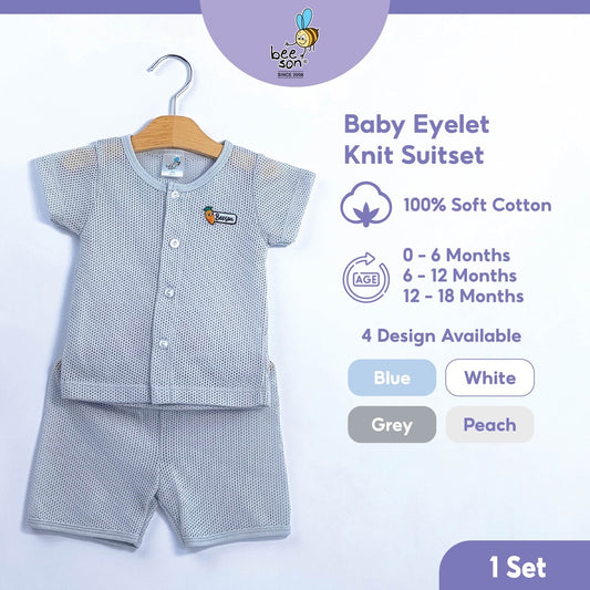 Beeson Newborn Baby Boy / Girl Eyelet Short Sleeve with Short Pants Suit Set 13001