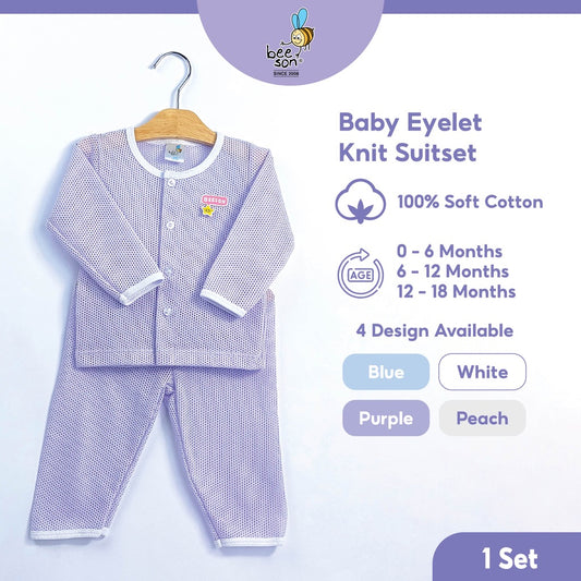 Beeson Newborn Baby Boy / Girl Eyelet Long Sleeve with Long Pants Suit Set 13003