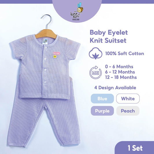 Beeson Newborn Baby Boy / Girl Eyelet Short Sleeve with Long Pants Suit Set 13002