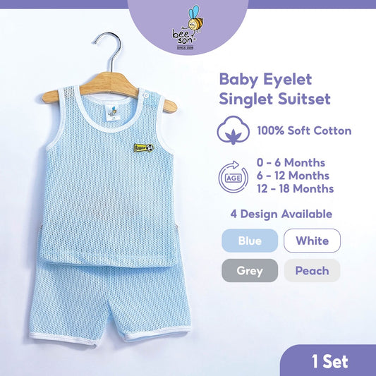 Beeson Newborn Baby Boy Eyelet Singlet with Short Pants Suit Set 13000