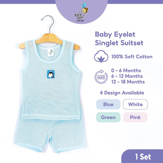 Beeson Newborn Baby Boy Eyelet Singlet with Short Pants Suit Set