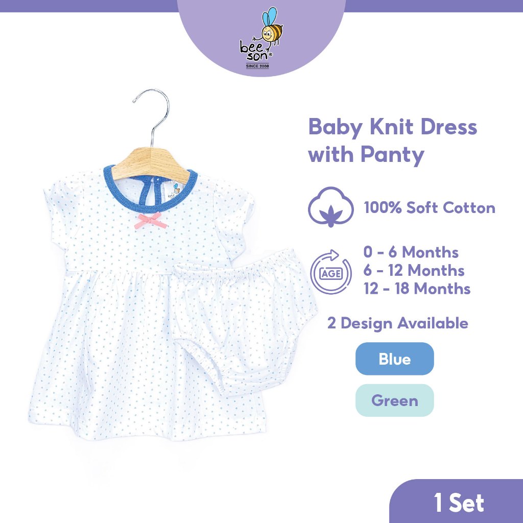 Beeson Newborn Baby Girl Short Sleeve Knit Dress With Panty 12239