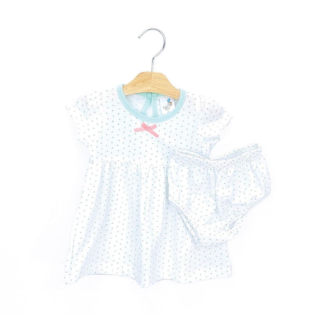 Beeson Newborn Baby Girl Short Sleeve Knit Dress With Panty 12239