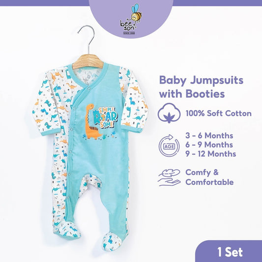 Beeson Newborn Baby Boy Long Sleeve Jumpsuit with Cover Leg 18046