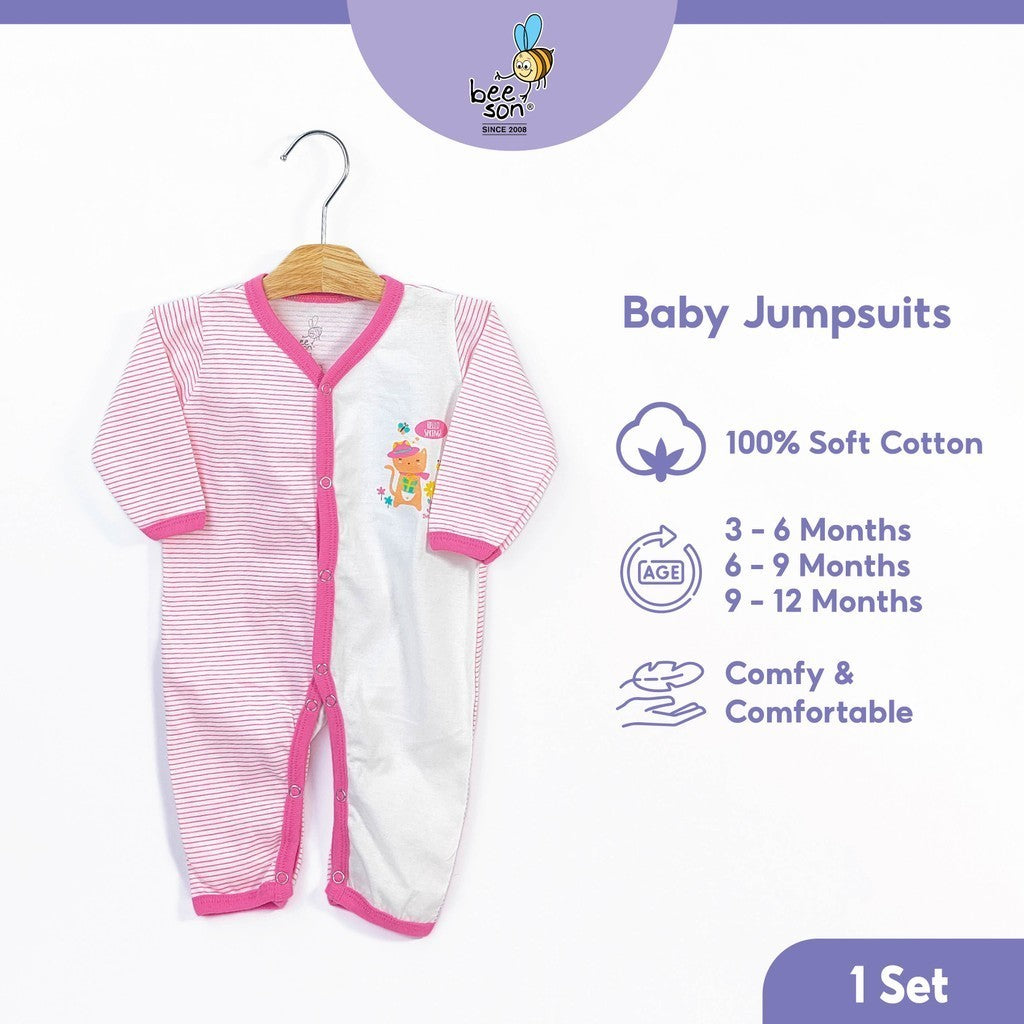 Beeson Newborn Baby Girl Long Sleeve Jumpsuit 18044