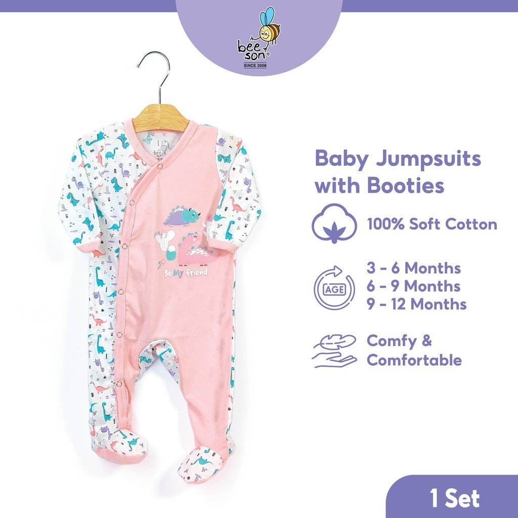 Beeson Newborn Baby Girl Long Sleeve Jumpsuit with Cover Leg 18047