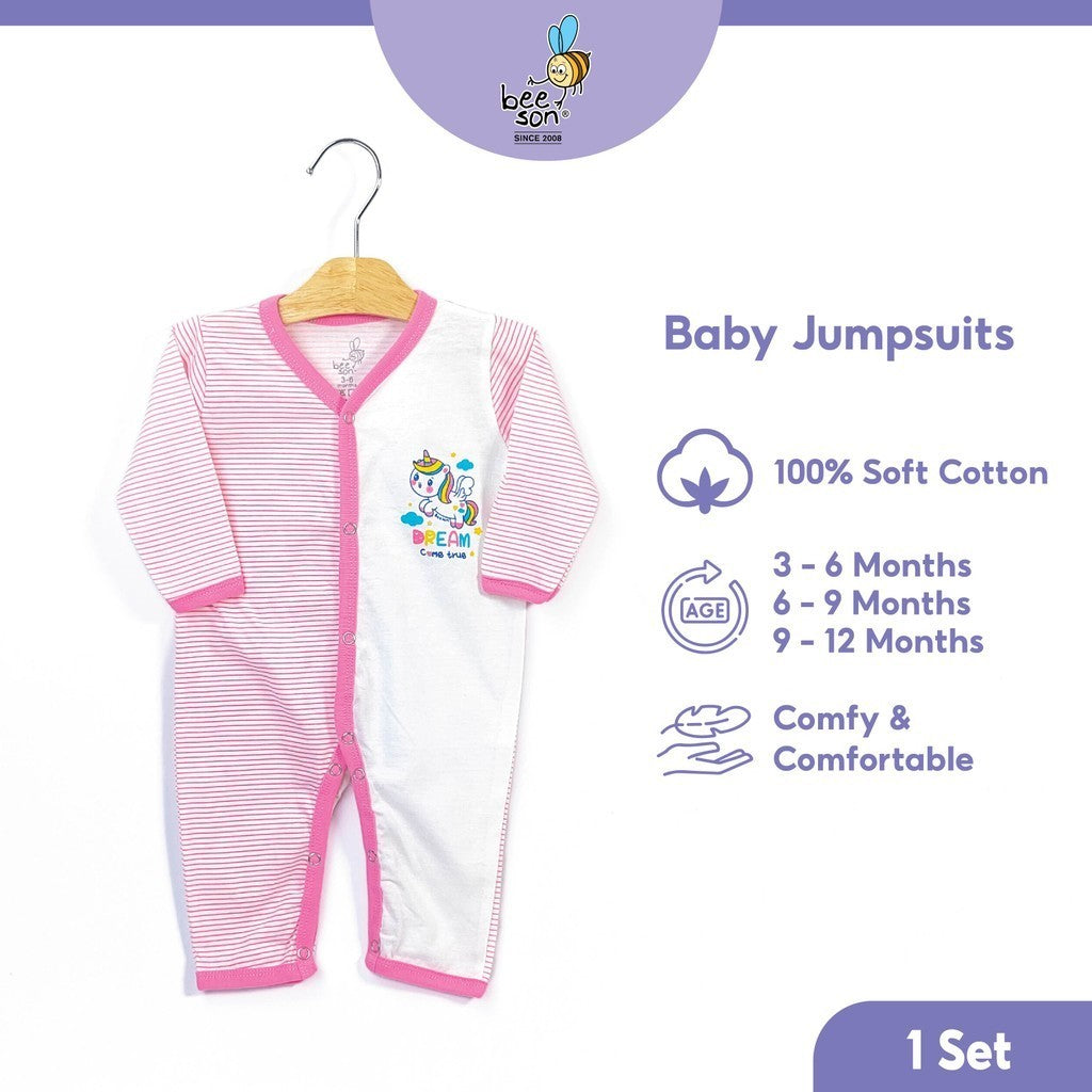 Beeson Newborn Baby Girl Long Sleeve Jumpsuit 18043