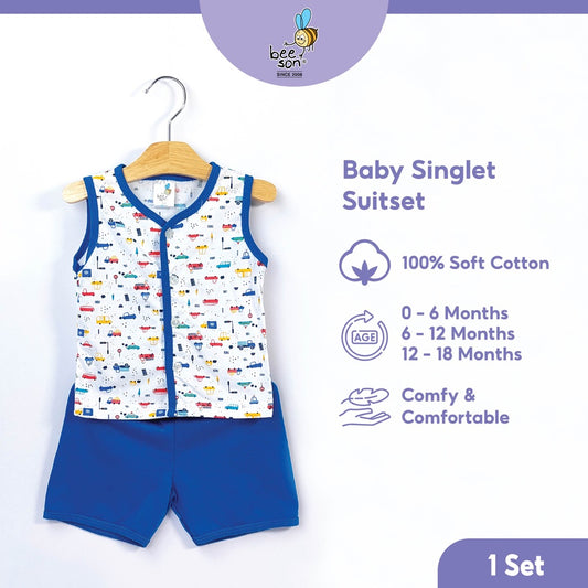 Beeson Newborn Baby Boy Singlet with Short Pants Suit Set 12138