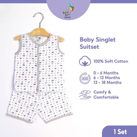 Beeson Newborn Baby Boy Singlet with Short Pants Suit Set 12174