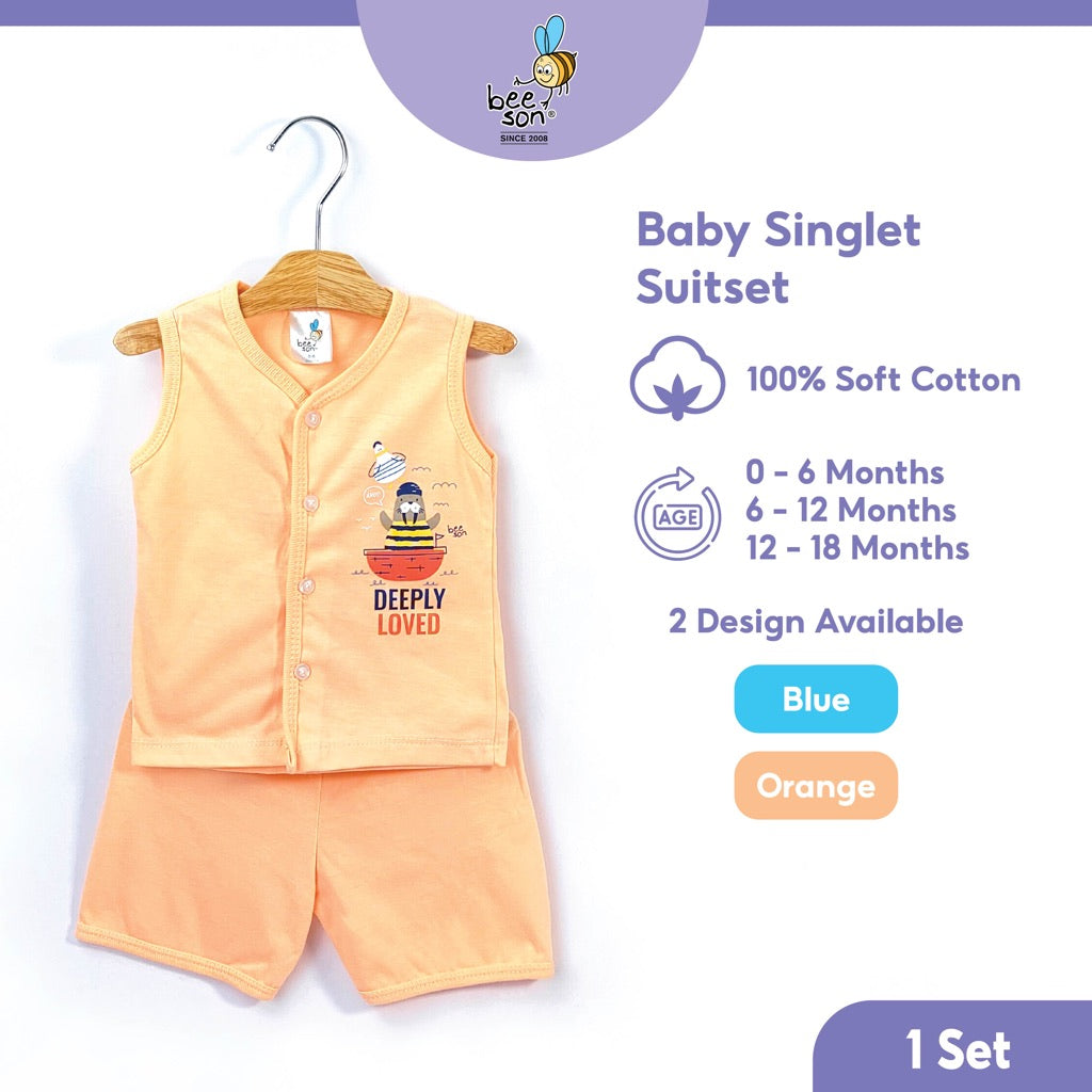 Beeson Newborn Baby Boy Singlet with Short Pants Suit Set 13296