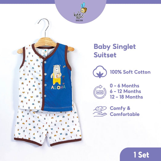 Beeson Newborn Baby Boy Singlet with Short Pants Suit Set 12150