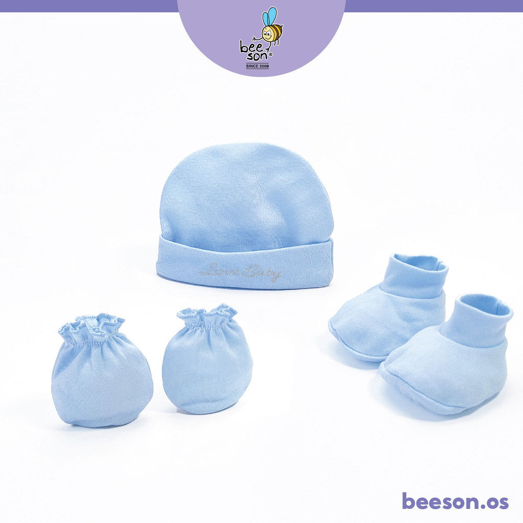 Beeson 3in1 Newborn Love Baby Mittens & Booties with Bonnet Set 10555