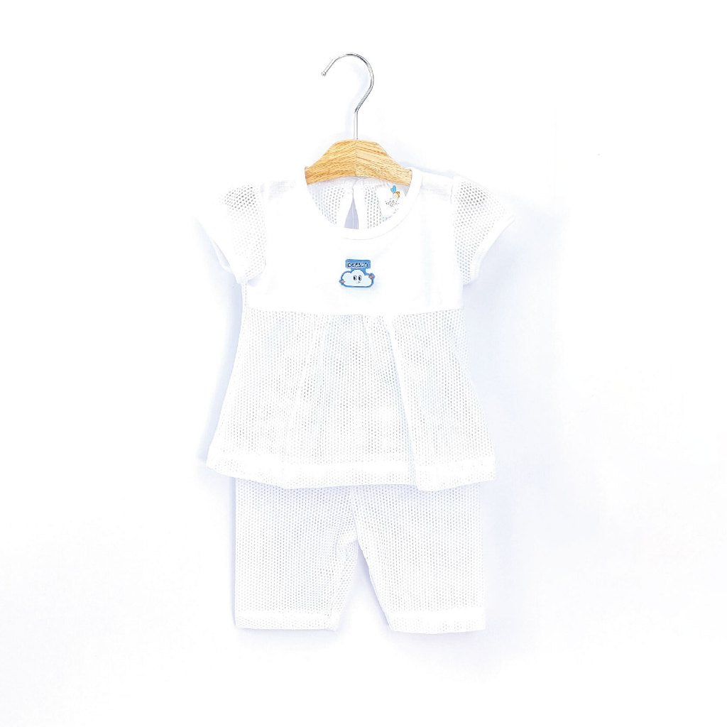 Beeson Newborn Baby Girl Mixed Eyelet Short Sleeve with Long Pants Suit Set 13009