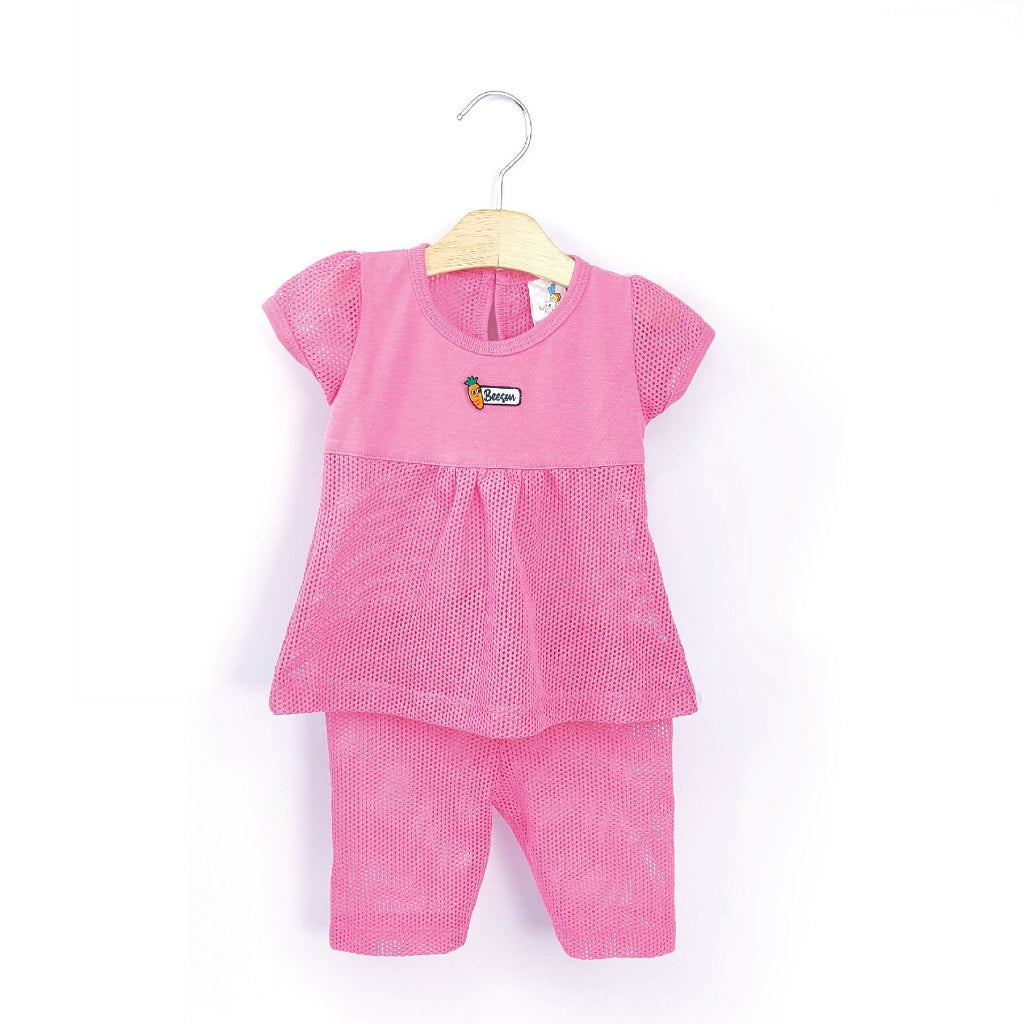 Beeson Newborn Baby Girl Mixed Eyelet Short Sleeve with Long Pants Suit Set 13009