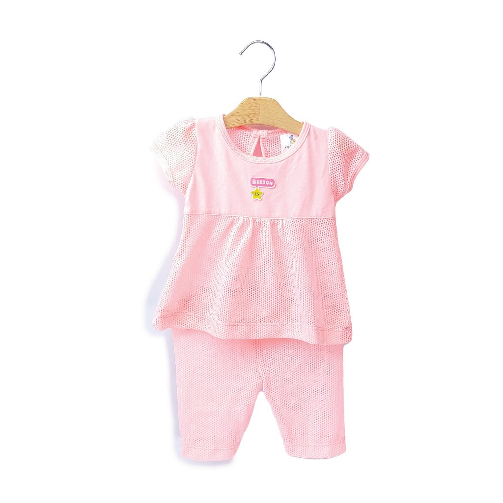 Beeson Newborn Baby Girl Mixed Eyelet Short Sleeve with Long Pants Suit Set 13009