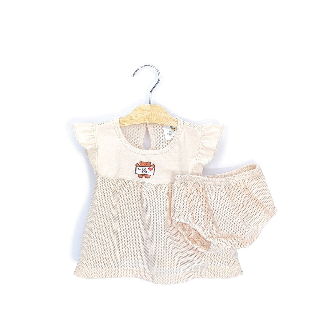 Beeson Newborn Baby Girl Mixed Eyelet Knit Dress With Panty 13005