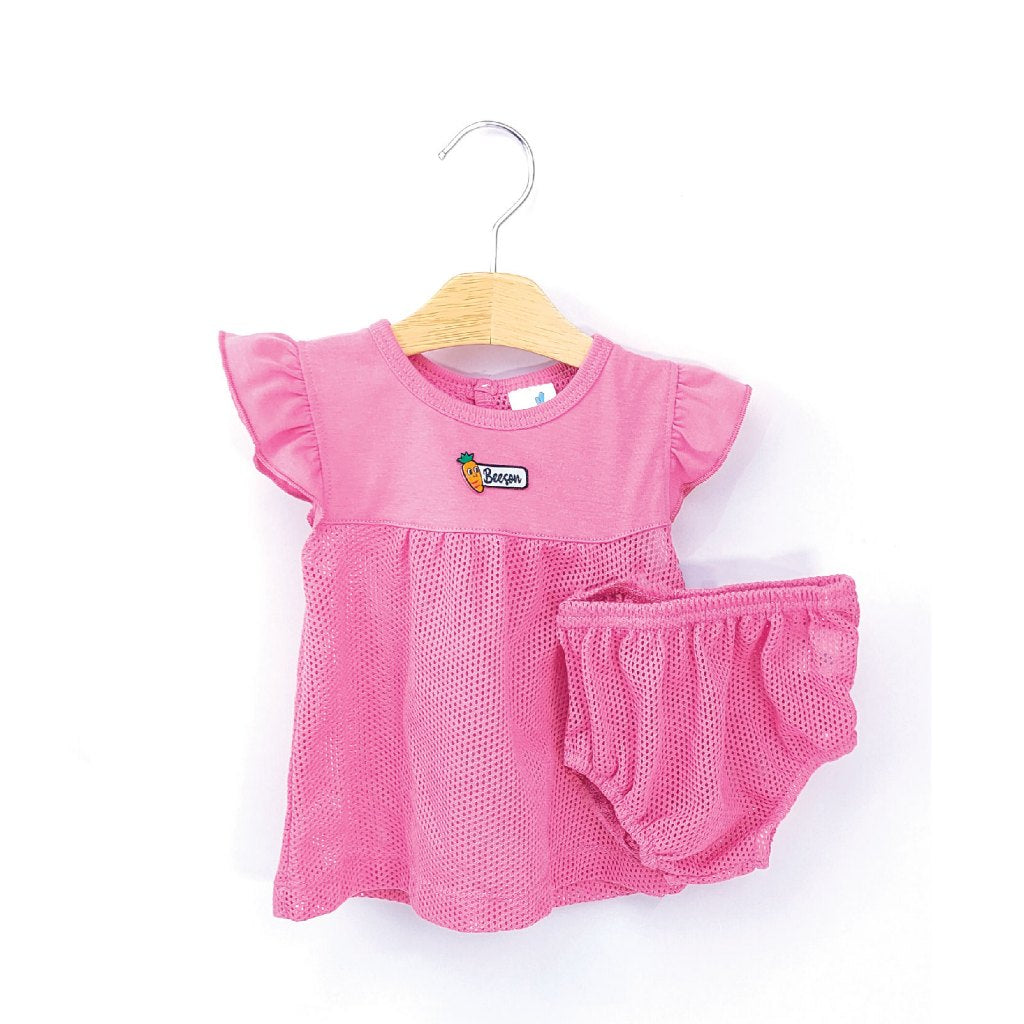 Beeson Newborn Baby Girl Mixed Eyelet Knit Dress With Panty 13005