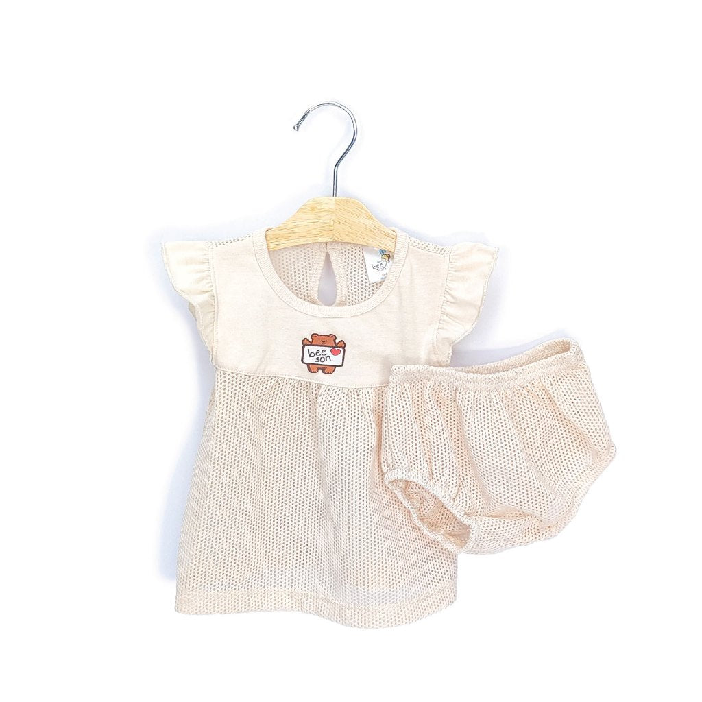 Beeson Newborn Baby Girl Mixed Eyelet Knit Dress With Panty 13005