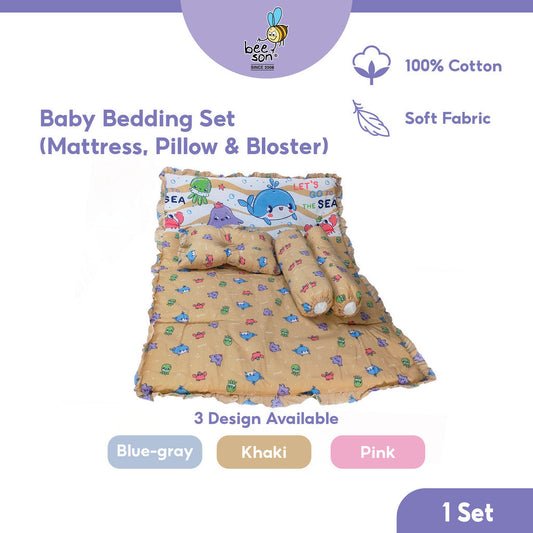 Beeson 4in1 Baby Bedding Set With Dimple Pillow + Bolsters + Mattress 10752