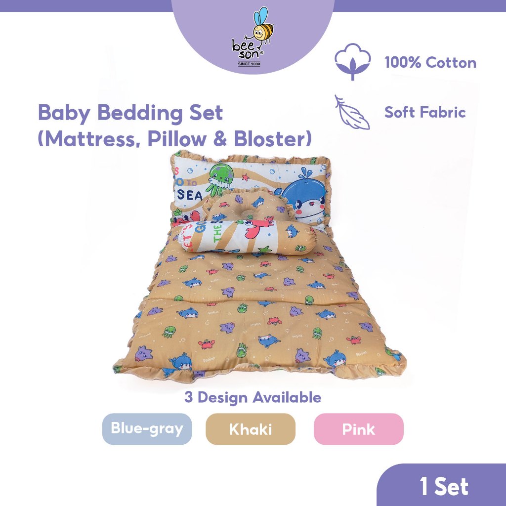 Beeson 3in1 Baby Bedding Set With Bolsters + Dimple Pillow + Mattress 10750