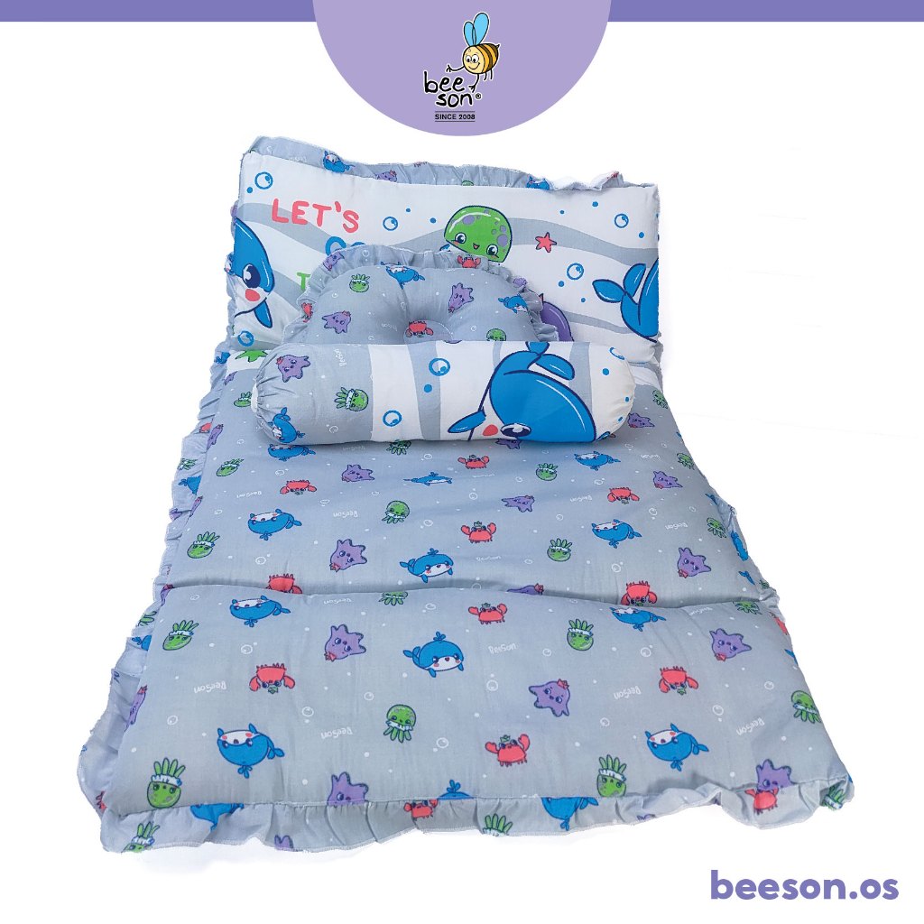 Beeson 3in1 Baby Bedding Set With Bolsters + Dimple Pillow + Mattress 10750