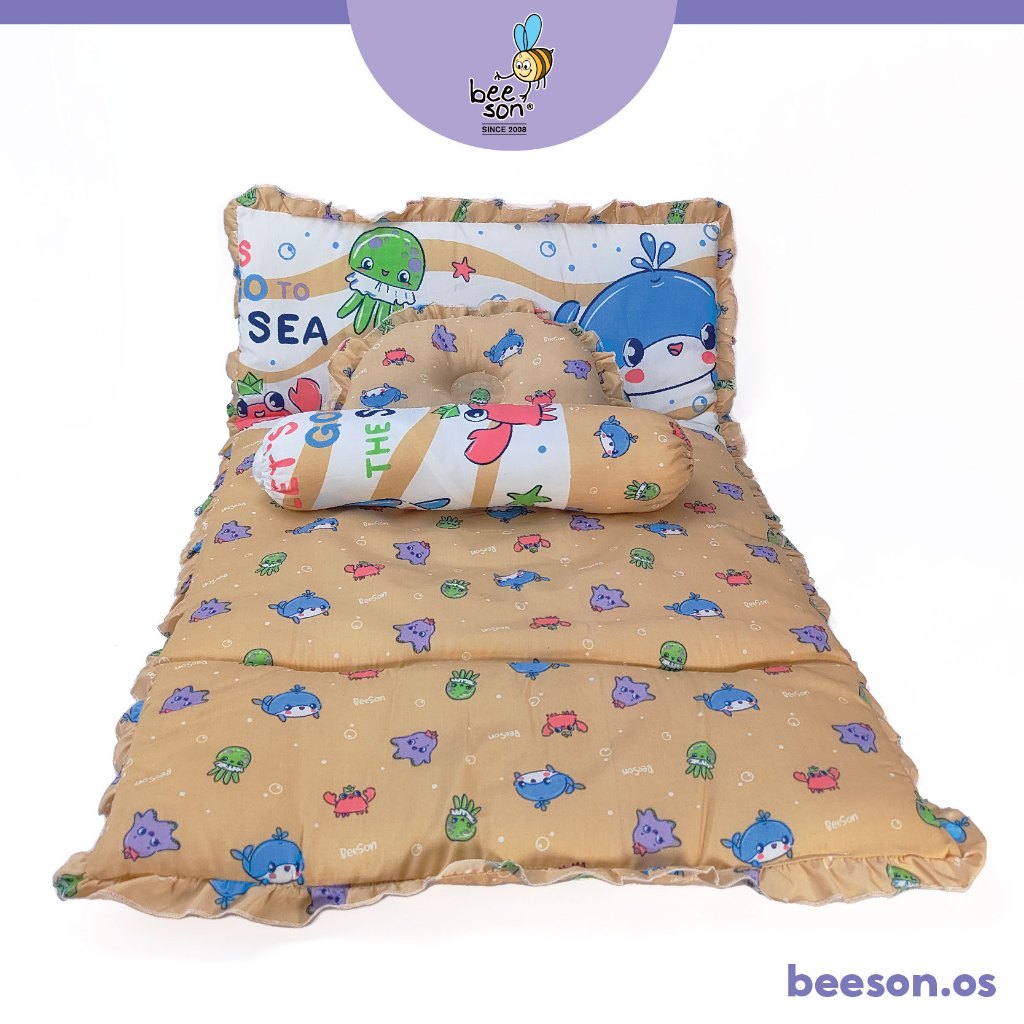 Beeson 3in1 Baby Bedding Set With Bolsters + Dimple Pillow + Mattress 10750